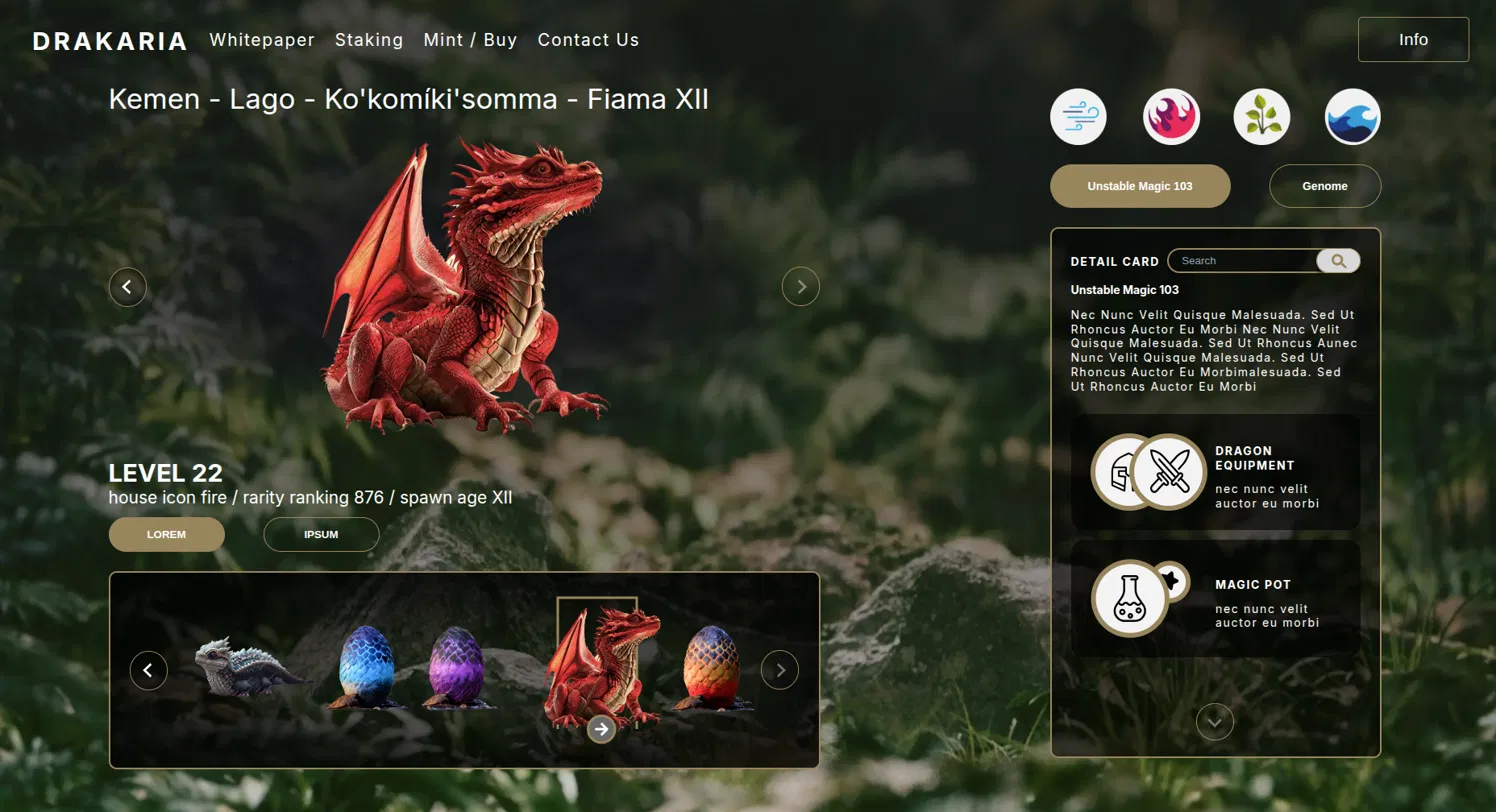 Drakaria dragon NFT collection interface